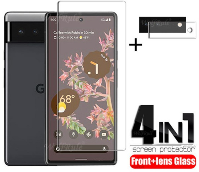 호환 보호 필름 구글 픽셀 6 강화 유리용 투명 휴대폰 핸드폰 필름 4 인 1 9H 화면 보호기, 03 1 Glass and 1 Len, 01 For Pixel 6