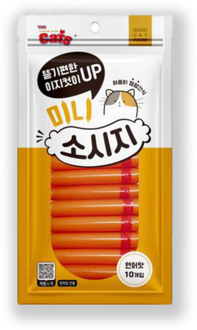 반려묘 간식 미니 소시지 더 캣츠 10P 고양이 잘 먹는 간식, 2개, 90g, 연어