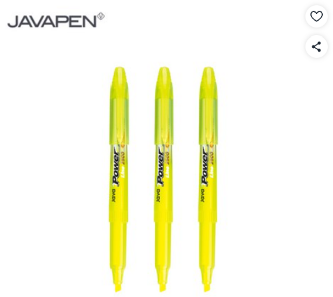 자바펜 파워라인 형광펜 오리지널, 옐로우, 3개
