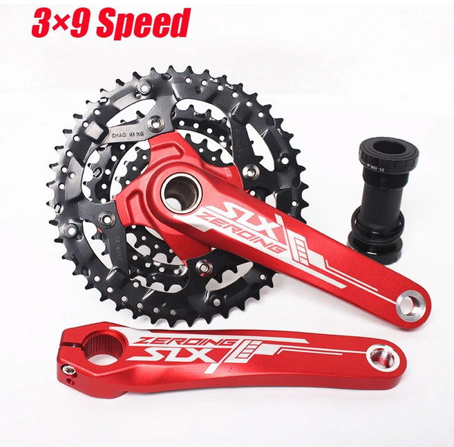 자전거 크랭크암 SLX 크랭크셋 3*9S 3*10S MTB 알루미늄 합금 통합 크랭크 104/64BCD 체인 링 22/24/32/42/44T 부품, 9S Crankset-BB Red, 1개