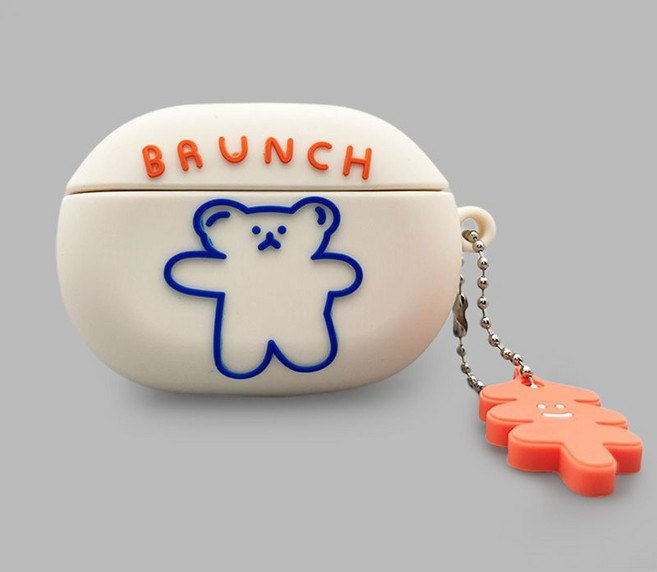 비츠 스튜디오 버즈+ 케이스 Beats Studio Buds + Apple 보호 커버 호환, 화이트 베어, 1개