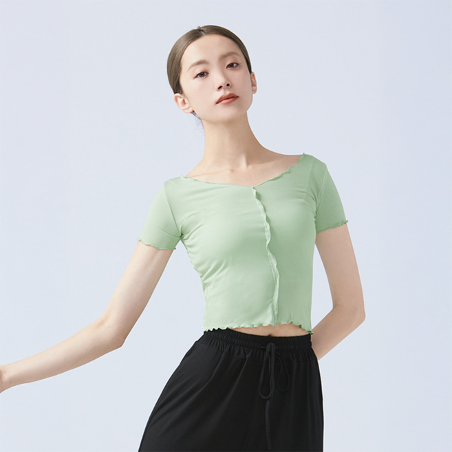 이이엘댄스 프릴 발레 티셔츠 성인 발레복 반팔 워머 상의 옷 의상