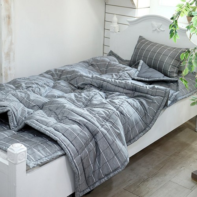 [A급베개솜포함] [밴딩처리] 사계절 침구3종 세트 차렵이불 + 카페트겸패드 + 베개커버 + A급 베개솜