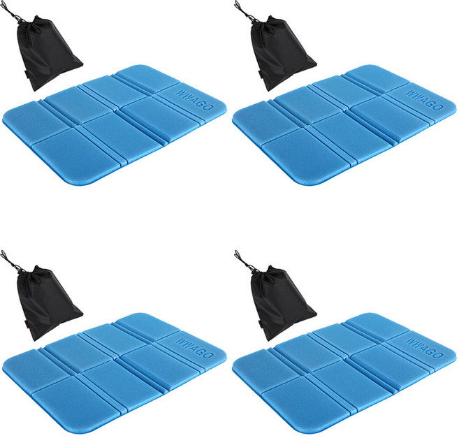 오마이남친 휴대용 접이식 등산방석, 블루 4개+파우치 4개