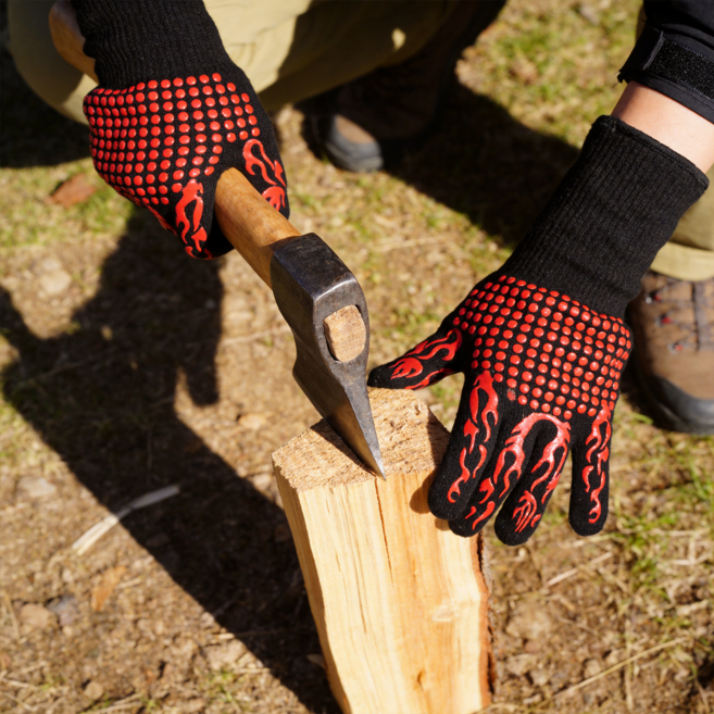 (특가 ) 캠핑 바비규 오븐장갑 내열장갑 키친장갑 바베큐장갑 내화장갑 주방장갑 숯불내열 한쌍 2개, 레드, 1세트