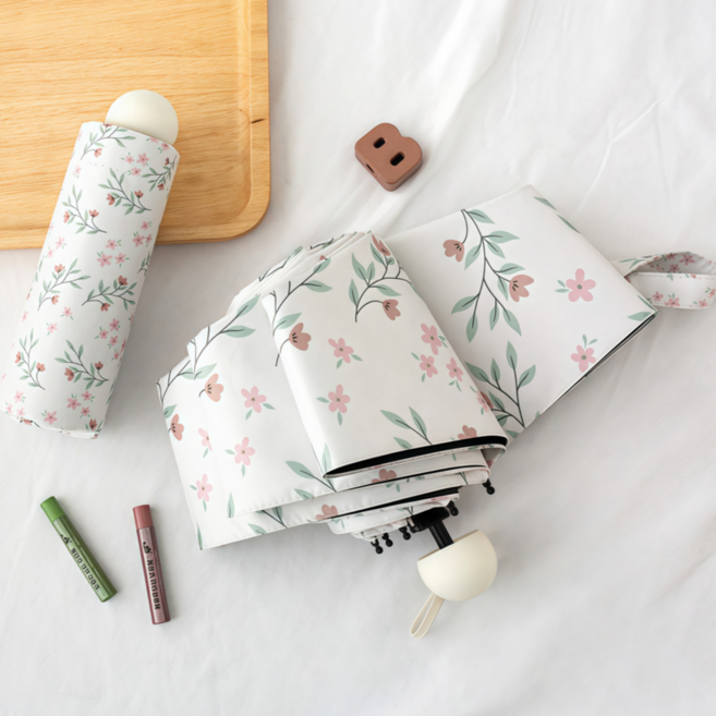 빅무드 꽃무늬 5단 우산 겸 양산 경량 암막 우양산