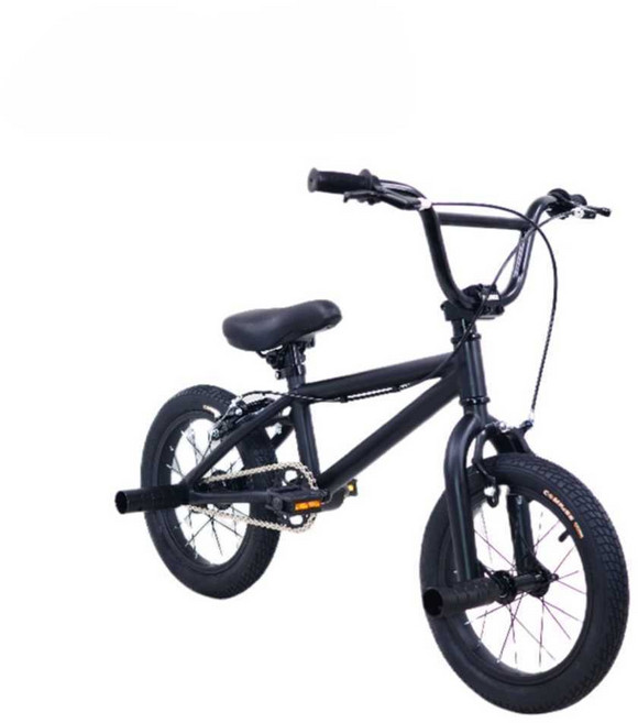bmx 묘기 자전거 14인치 스턴트 입문용 초보 소형, 올블랙, 1개