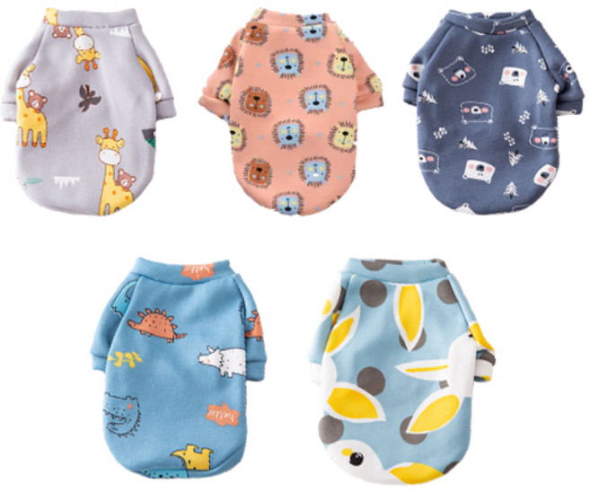 한수위 강아지옷 5종세트 반려 동물 패션 코디 티셔츠, 혼합, 1개