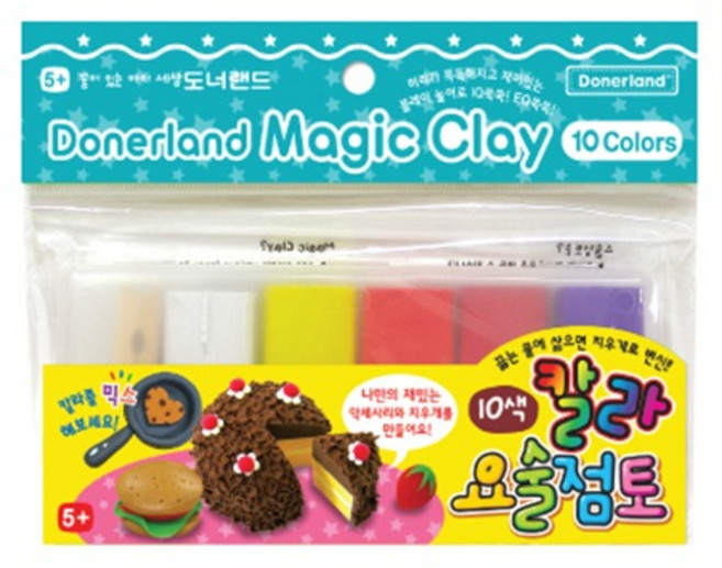 (도너랜드) 칼라요술점토 10색 OPP형 1세트, 혼합색상