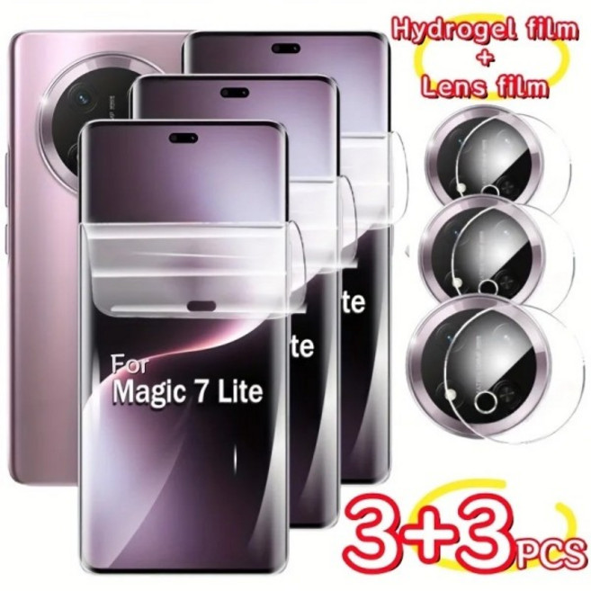 아너 매직 7 Lite X9C Pro 6 5 필름용 HD 카메라 렌즈 3개 포함 워터 젤, A. 6 In 1, 8. Magic 6 Lite, 1개