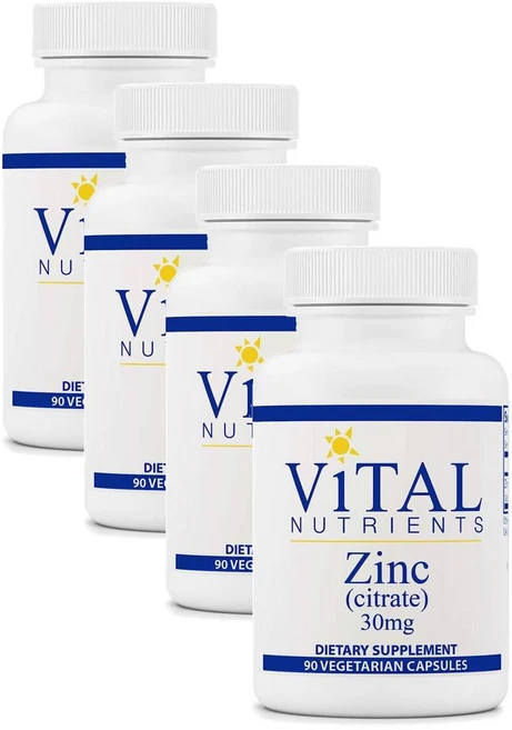 바이탈 뉴트리언츠 아연 시트레이트 30mg 캡슐 Vital Nutrients Zinc Citrate, 4개, 90정 - 쿠팡