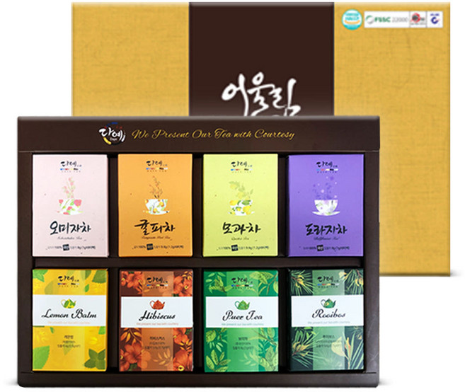 [본사직영] 다예 어울림 수작 8종 선물세트+쇼핑백(64티백) 허브차+전통차, 15세트