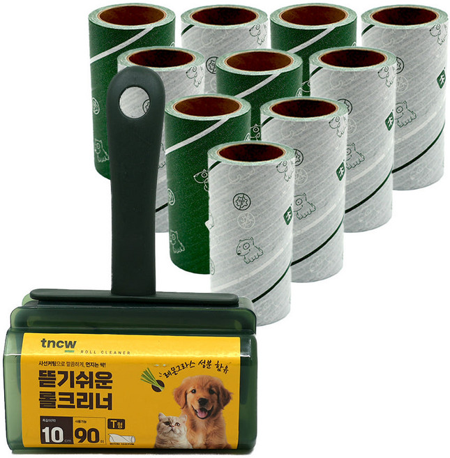 롤크리너 레몬그라스향 10cm X 90매 T형 I형 롤테이프 먼지 돌돌이, 1개