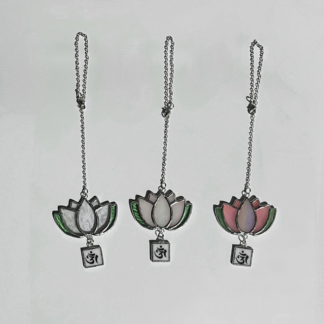 도화유리 연꽃썬캐쳐 불교인 연꽃장식 차량용불교용품 불교옴 한자옴자, O, 화이트, 1개