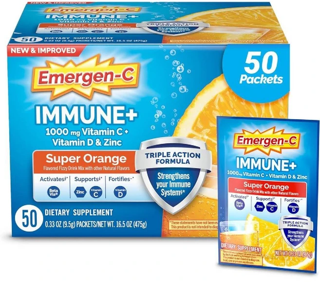 이머전씨 이뮨 플러스 비타민C 비타민D 아연 피지 드링크 믹스 슈퍼 오렌지 50개입, 분말, 성인남녀공용 - 쿠팡