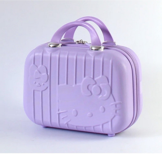 헬로키티 하드 메이크업 파우치 대용량 여행용 화장품 수납 가방 캐리어형 레이디백