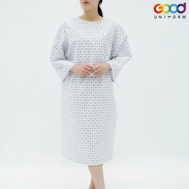 굿유니폼 원피스형 나염 환자복 와상 환자 환의 요양 잠옷 병원 중환자실 가운 요양복