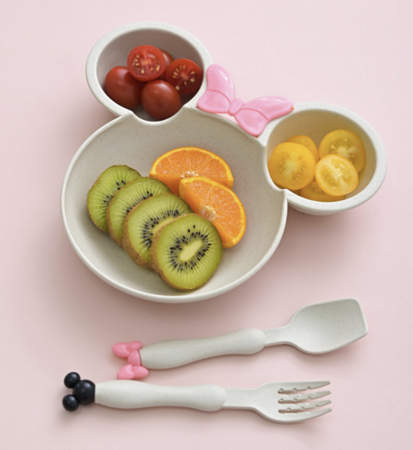 어린이 유아 캐릭터 식기 식판 이유식, 4개, 세트, 블루