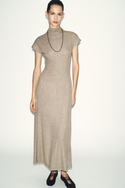 ZARA 자라 맥시 터틀넥 반소매 롱 원피스 1198/001