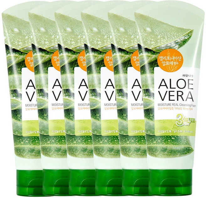 과일나라 알로에베라 모이스처 리얼 클렌징폼, 6개, 150ml