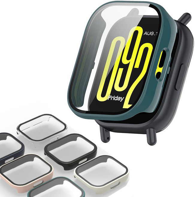 샤오미 레드미 워치5 라이트 케이스 풀커버 클리어 강화유리 Lite, 딥그린, 1개