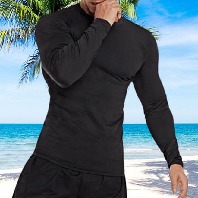 상의 티셔츠 바캉스룩 레쉬가드 검정색 수영복 남자 65058PC 1(ea)