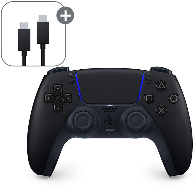플레이스테이션 PS5 듀얼센스 무선 컨트롤러 미드나이트 블랙 + PC용 USB 케이블