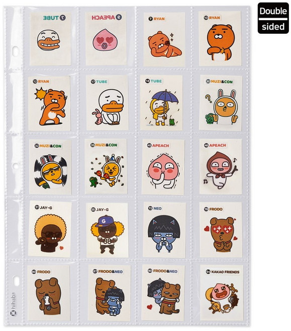 하이하바 20포켓(양면) 바인더 속지 10매 띠부씰 증사 보관 2공 4공 링바인더 호환