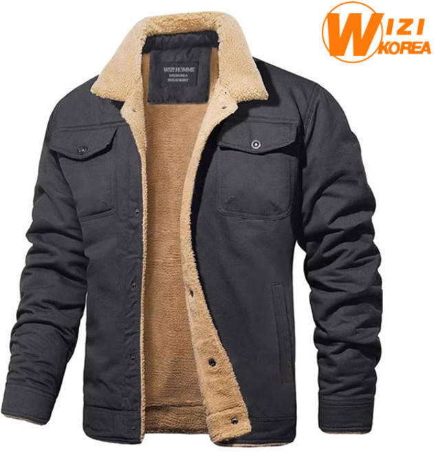 남성 겨울 양털 안감 클래식 가디건 자켓 가을 중년 점퍼 작업복 WI181J