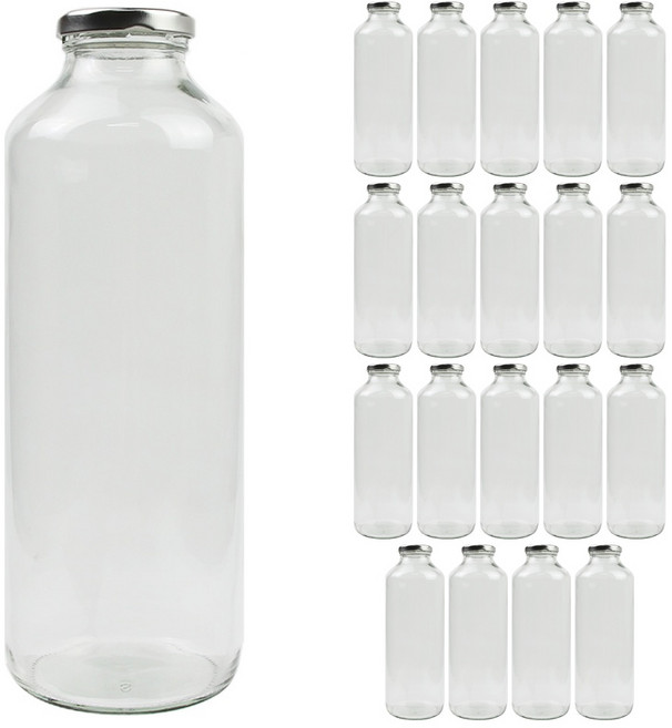 공병상회 일자음료 유리병 1박스 실버캡, 20개, 1L