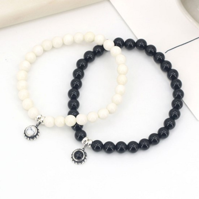 에르모사제이 젬스톤 SG043-산호석&칼세도니 6mm+실버 925 패션 불교 소원 부적 염주 순은 실버 볼팔찌 여자 남자 은팔찌 커플 은볼 비즈 천연 원석 팔찌