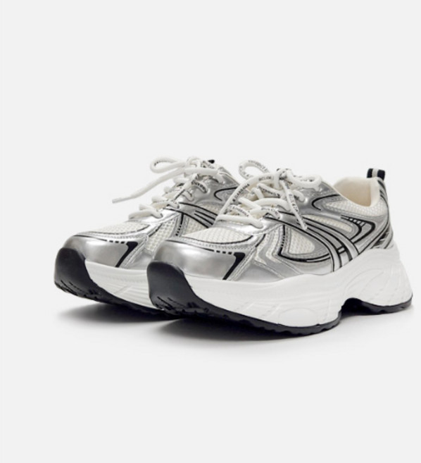 실버 어글리 여성키높이 메쉬 쿠션 통굽 운동화 스니커즈 5.5cm