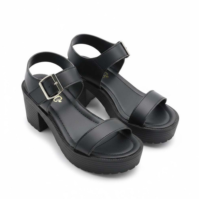 여성 발목 벨크로 근무화 통굽 샌들 빅사이즈 키높이 샌들 7cm