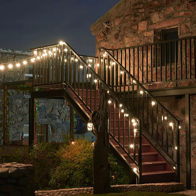 나눔조명 야외 파티라이트 줄조명 오징어등 감성 캠핑 차박 전구 스트링라이트 12.5m 소켓 20구 + LED 램프(다마) 포함, 1개, 12.5m20구(간격50cm)+12W(전구색)(20개)