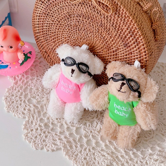 수영선수 볼터치 곰돌이 인형 키링(2종), (1) 핑크 수영복 곰돌이