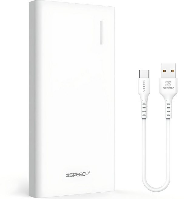 스피디 슬림 핏 보조배터리 10000mAh + C타입 케이블 세트, SPE-B2PA10CPQ, 화이트