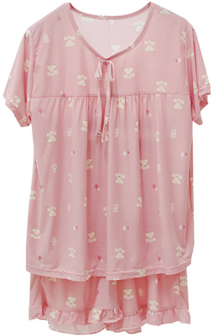 폭스 냉감 캐릭터 리본 반팔 잠옷세트 E4 여주니어