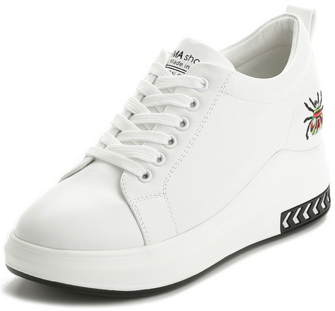 지디오 여성 가죽 키높이 운동화 7CM 통굽 하이탑 스니커즈