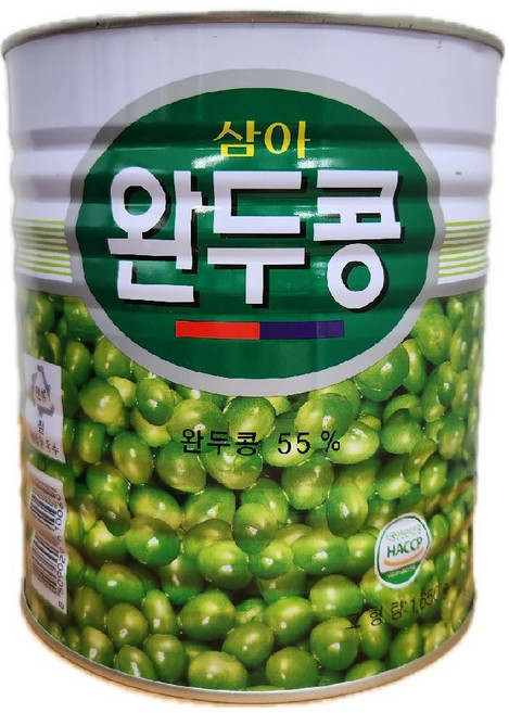 삼아 완두콩 3Kg X6캔 완두콩통조림 완두콩캔 대용량완두콩 스프용완두콩 샐러드용완두콩 떡고명완두콩, 6개