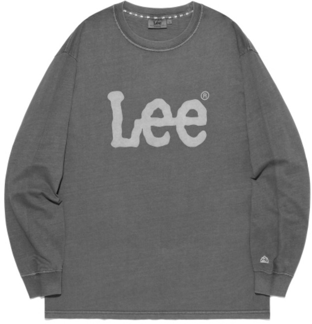 리 LEE 빅 트위치 로고 다잉 긴팔 티셔츠 피그먼트 챠콜