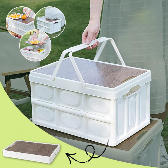 아웃도어 캠핑테이블 폴딩박스 손잡이 수납함, 화이트