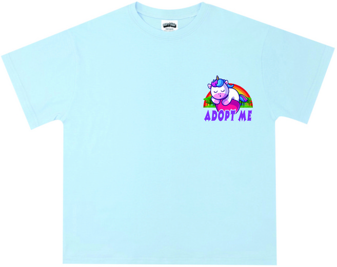 [나노핏키즈]로블록스 유니콘 입양하세요 스카이블루 반팔티셔츠