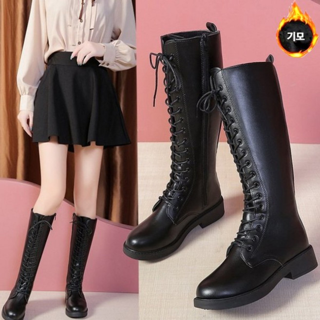 기모안감 부티힐 레이스업워커 롱부츠 털 웨스턴부츠 LK-W08