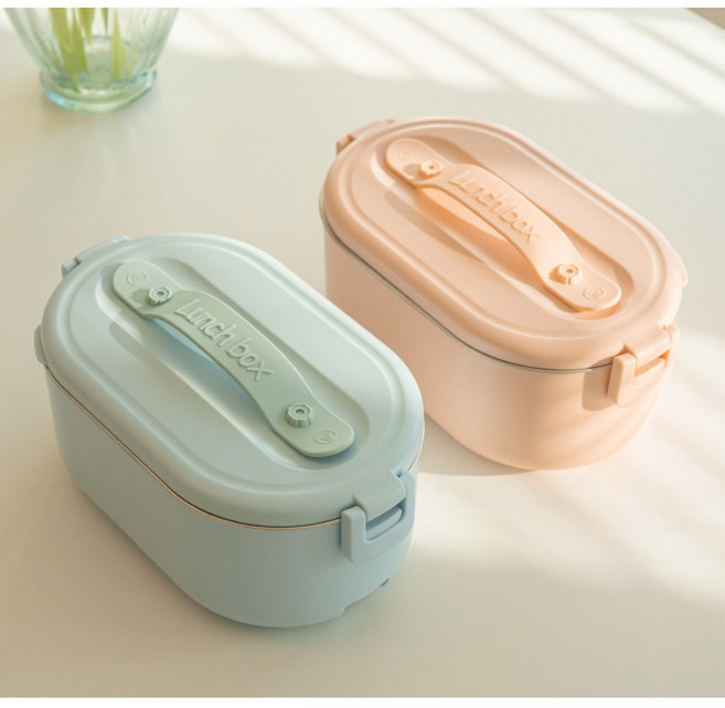 바오니 가열 보온 스텐 도시락통, 블루, 1개