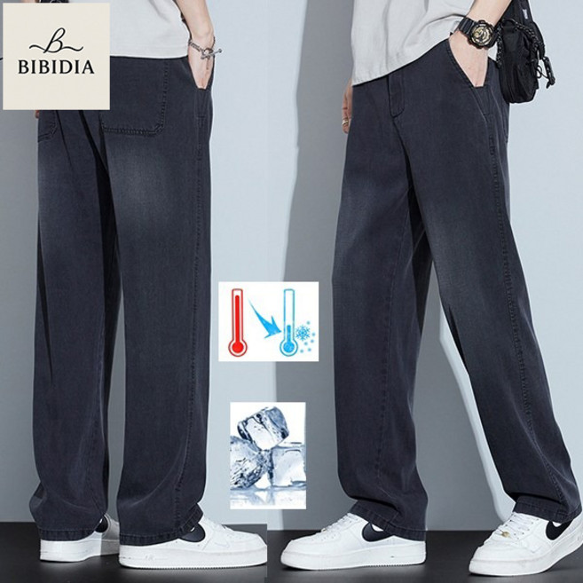 비비디아 남성 쿨 맥스 아이스 원단 빅사이즈 청 데님 바지 와이드 허리밴딩 탠셀 청바지(S~6XL)5488