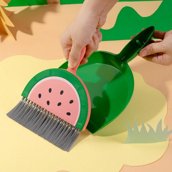 과일 미니빗자루세트 미니 쓰레받기 책상 빗자루 세트, 레몬, 1개