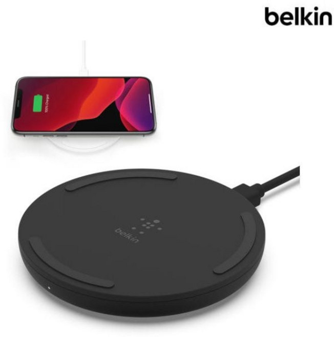 벨킨 부스트업 15W 초고속 무선 충전 패드 WIA002kr C타입 어댑터 포함 아이폰 갤럭시 호환, 블랙, 1개