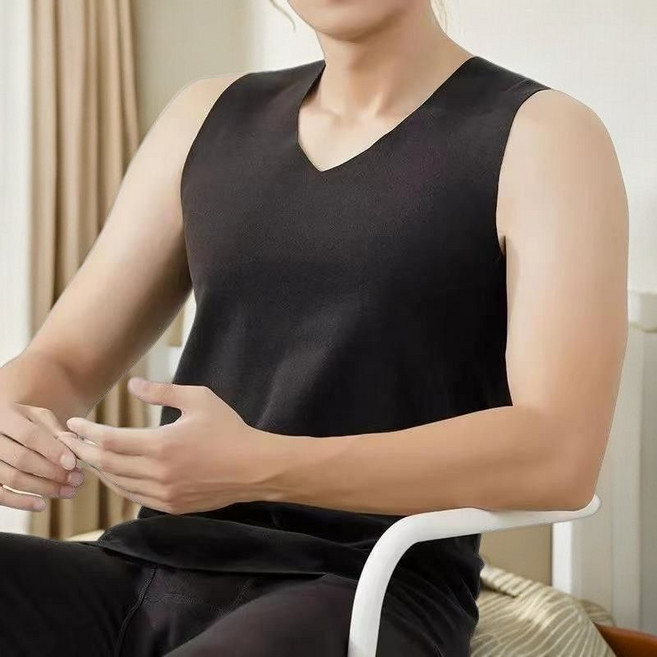 8XL特大碼 無痕保暖背心 男士V領打底衫 加絨加厚無袖內衣馬甲 秋冬季發熱馬甲
