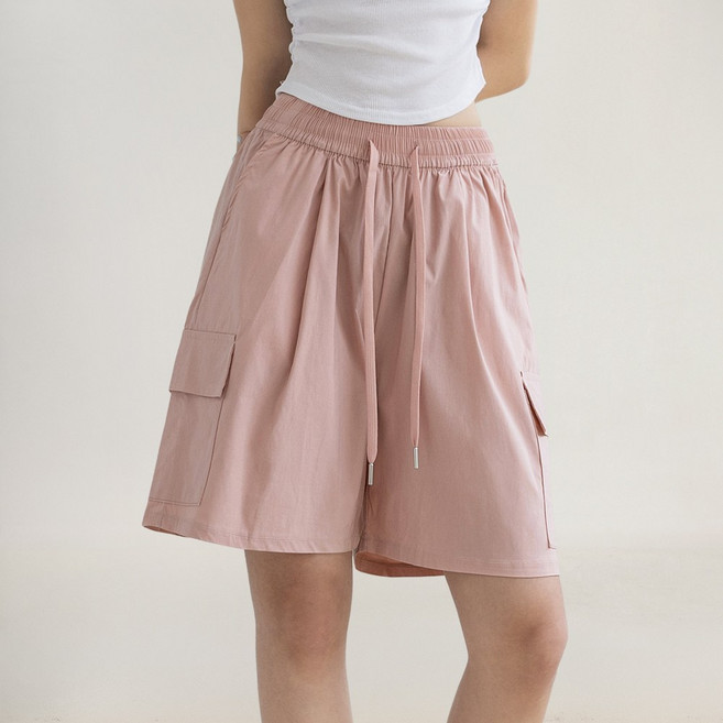 아히쥬 여성 밴딩 스판 카고 반바지 쇼츠