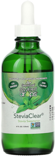 Wisdom Natural SweetLeaf Sweet Drops 스테비아 감미료 SteviaClear 120ml(4fl oz) 1팩, 1개, 120ml